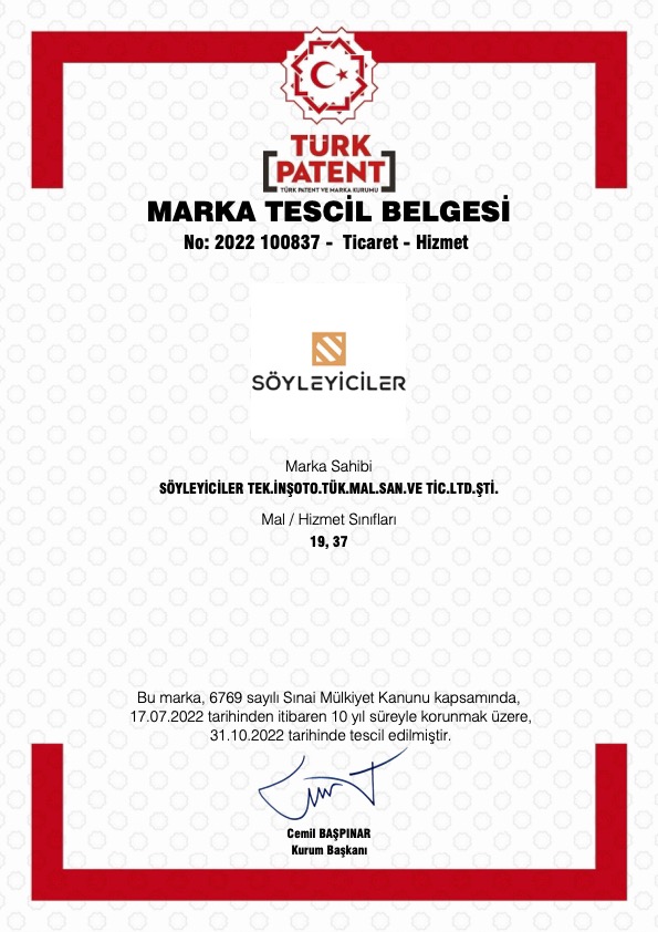 Marka Tescil Belgesi